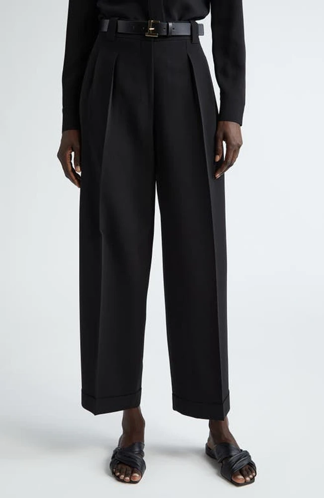 Lafayette 148 New York Wyatt Pleated Finesse Crepe Barrel Leg Pants Black at