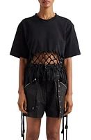 Isabel Marant Texana Macrame Trim Cotton T-Shirt Black at Nordstrom,