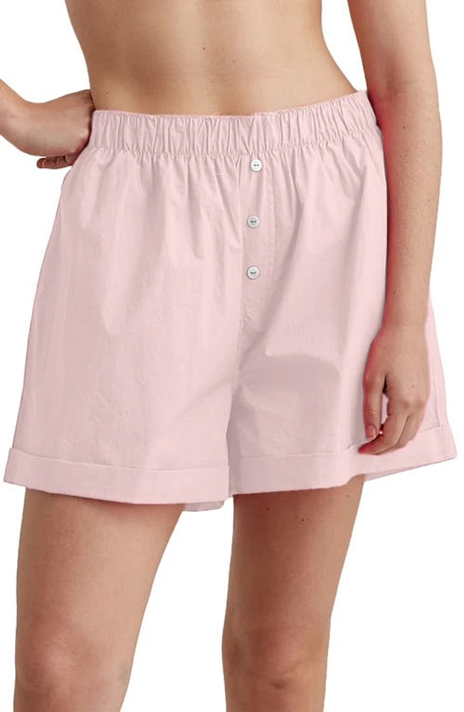 Papinelle Boyfriend Cotton Boxer Shorts Pink at Nordstrom,