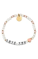 Little Words Project Love You Heart Beaded Stretch Bracelet in Clear at Nordstrom, Size Medium