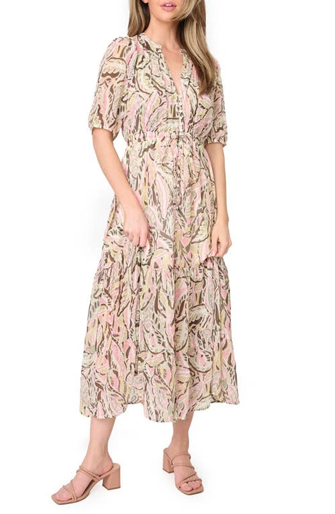 GIBSONLOOK Kira Drawstring Maxi Dress Abstract Garden Floral at Nordstrom,