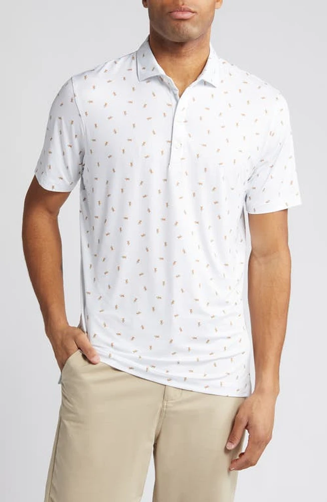 johnnie-O Sergio Lizard Print Performance Polo White at Nordstrom,