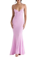 HOUSE OF CB Loren Georgette Mermaid Gown Pink at Nordstrom, D