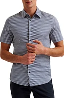 Ted Baker London Lacesho Geo Print Stretch Cotton Button-Up Shirt at Nordstrom,