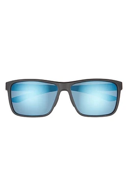 Smith Riptide 61mm Polarized Sport Square Sunglasses in Matte Black/Blue Mirror at Nordstrom