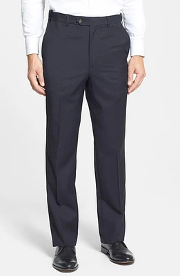 Berle Self Sizer Waist Flat Front Lightweight Plain Weave Classic Fit Trousers Navy at Nordstrom, X