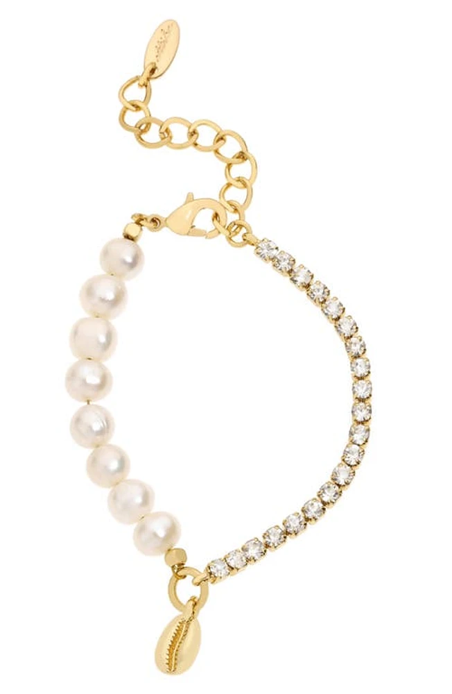 Ettika Genuine Pearl & Shell Bracelet in Gold at Nordstrom