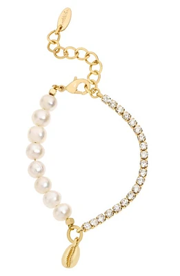 Ettika Genuine Pearl & Shell Bracelet in Gold at Nordstrom