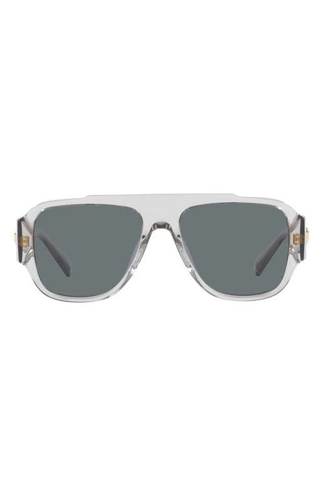 Versace 57mm Pillow Sunglasses in Transparent Grey at Nordstrom