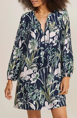 vineyard vines Floral Jacquard Long Sleeve Shift Dress Wild - Navy at Nordstrom,