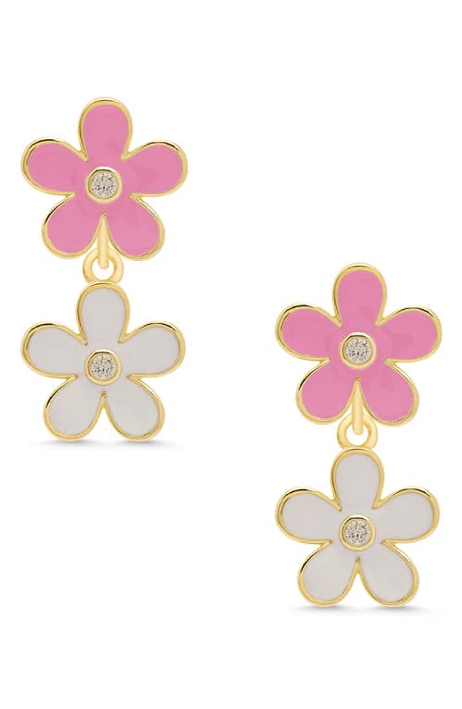 Lily Nily Kids' Double Floral Drop Earrings in Pink/White at Nordstrom