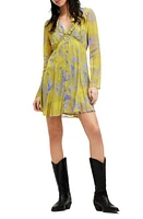 AllSaints Lini Inspiral Long Sleeve Minidress Zest Lime Green at Nordstrom, Us