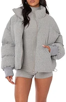 EDIKTED Jersey Puffer Jacket Grey Melange at Nordstrom,