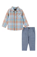 Andy & Evan Plaid Button-Up Pants Set Blue at Nordstrom,