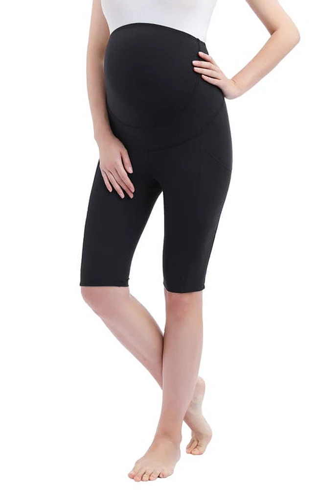 Kimi and Kai Flo Belly & Back Support Pocket Maternity Capri Tights in Black at Nordstrom, Size Small