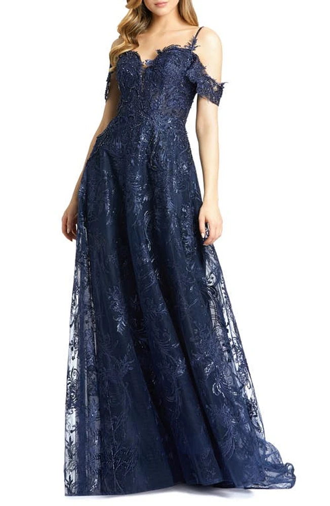 Mac Duggal Embellished Cold Shoulder Gown at Nordstrom,