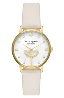 Kate Spade New York metro leather strap watch, 34mm in Gold/Cream at Nordstrom