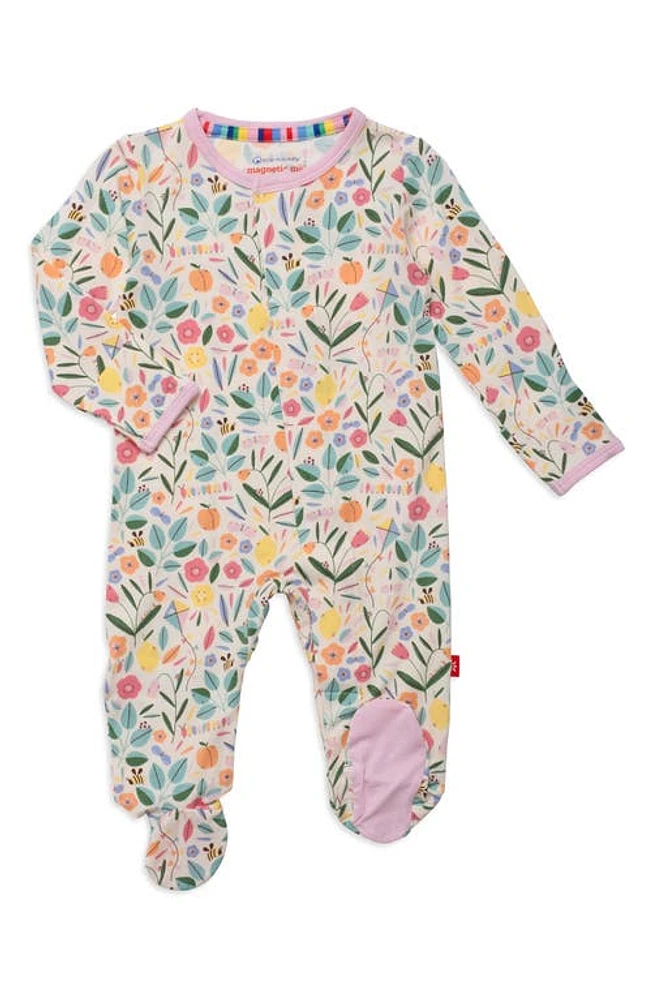 Magnetic Me LIfe Is Peachy Print Footie in Beige Multi at Nordstrom, Size Newborn