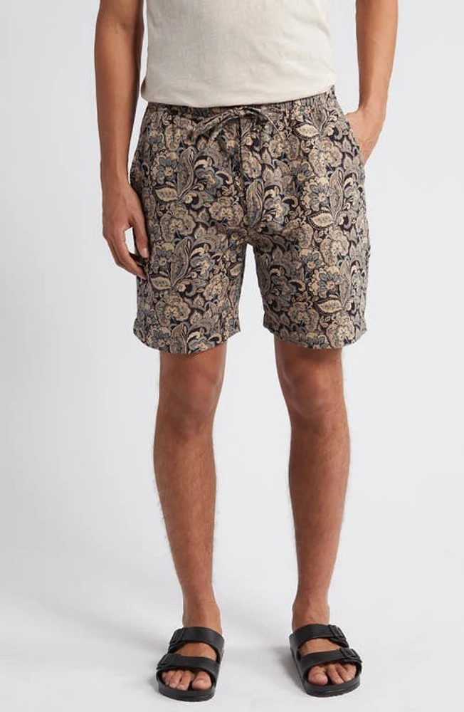 Wax London Kurt Paisley Drawstring Cotton Shorts Brown at Nordstrom,