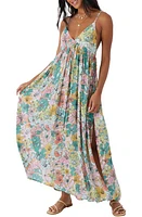 O'Neill Saltwater Essentials Floral Maxi Dress Teal Multi Colored at Nordstrom,