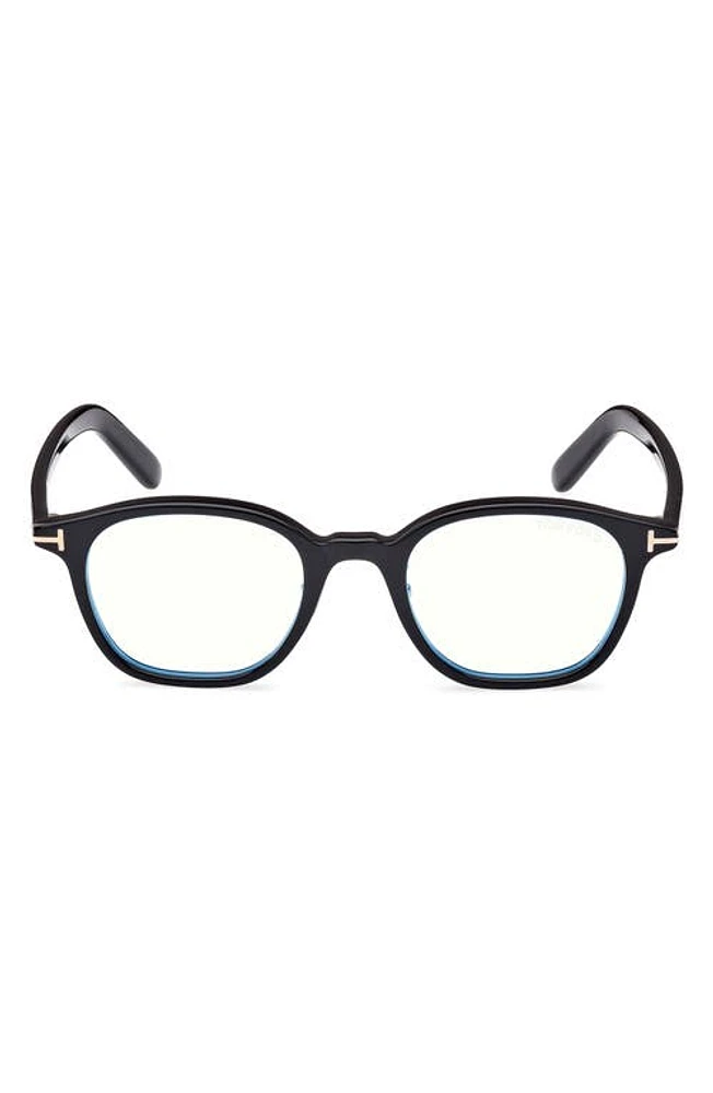 TOM FORD 49mm Square Blue Light Blocking Glasses in Shiny at Nordstrom