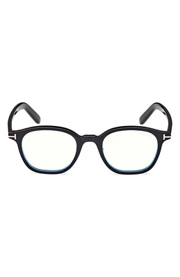 TOM FORD 49mm Square Blue Light Blocking Glasses in Shiny at Nordstrom