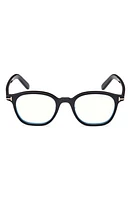 TOM FORD 49mm Square Blue Light Blocking Glasses in Shiny at Nordstrom