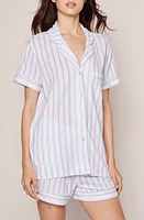 Petite Plume Stripe Pima Cotton Short Pajamas White at Nordstrom,