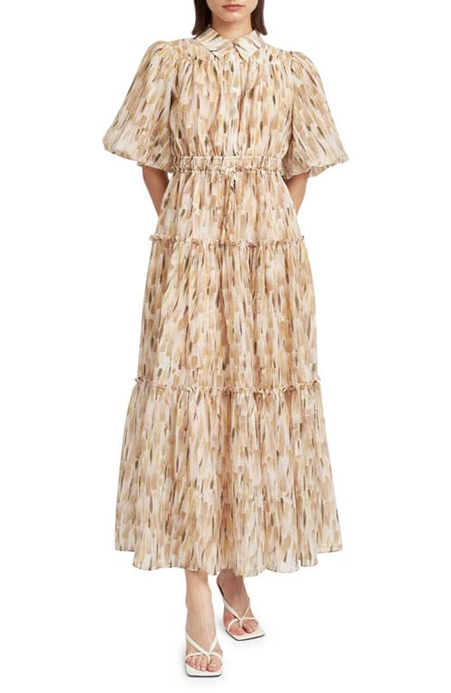 En Saison Billie Tiered Dress in Taupe Multi at Nordstrom, Size X-Small