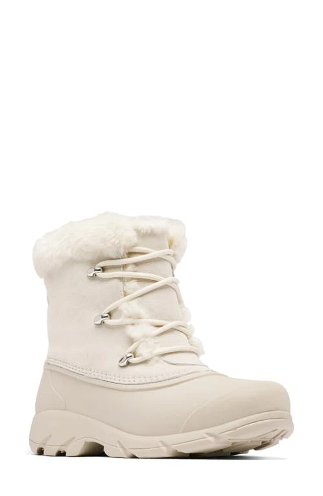 SOREL Snow Angel Faux Fur Detail Waterproof Boot in Chalk/Light Clay at Nordstrom, Size 9