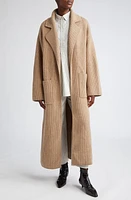 TOTEME Wool Blend Rib Cardigan Coat Biscuit at Nordstrom,