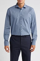 Nordstrom Easy Care Trim Fit Micropattern Dress Shirt Navy - Blue Fino Check at Nordstrom,