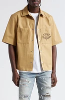 AMIRI Arts District Embroidered Cotton Camp Shirt Sepia Tint at Nordstrom, Us