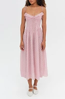 For Love & Lemons Maxine Clip Dot Maxi Sundress Pink at Nordstrom,