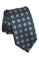 ZEGNA Floral Medallion Silk Tie in Dark Green Fan at Nordstrom