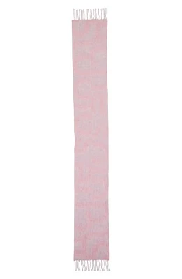 Acne Studios Vandy Logo Jacquard Wool Blend Fringe Scarf in Pink at Nordstrom