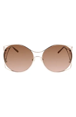 FERRAGAMO Gancini 62mm Oval Sunglasses in Rose Gold at Nordstrom