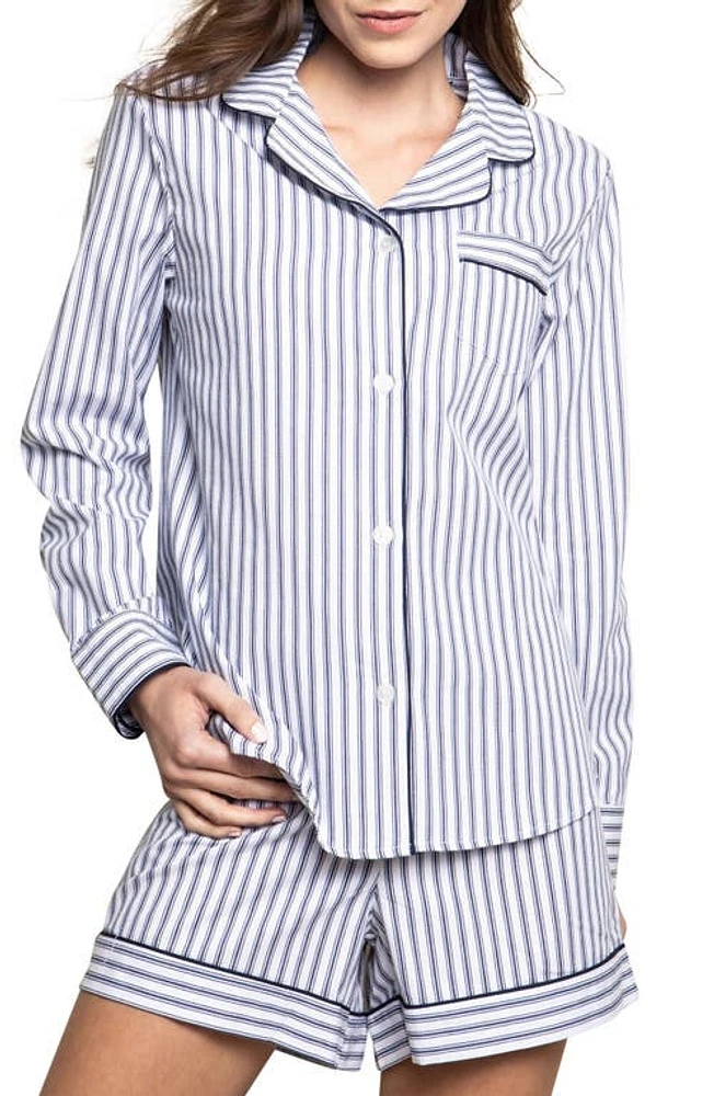 Petite Plume Navy French Ticking Stripe Short Pajamas at Nordstrom,