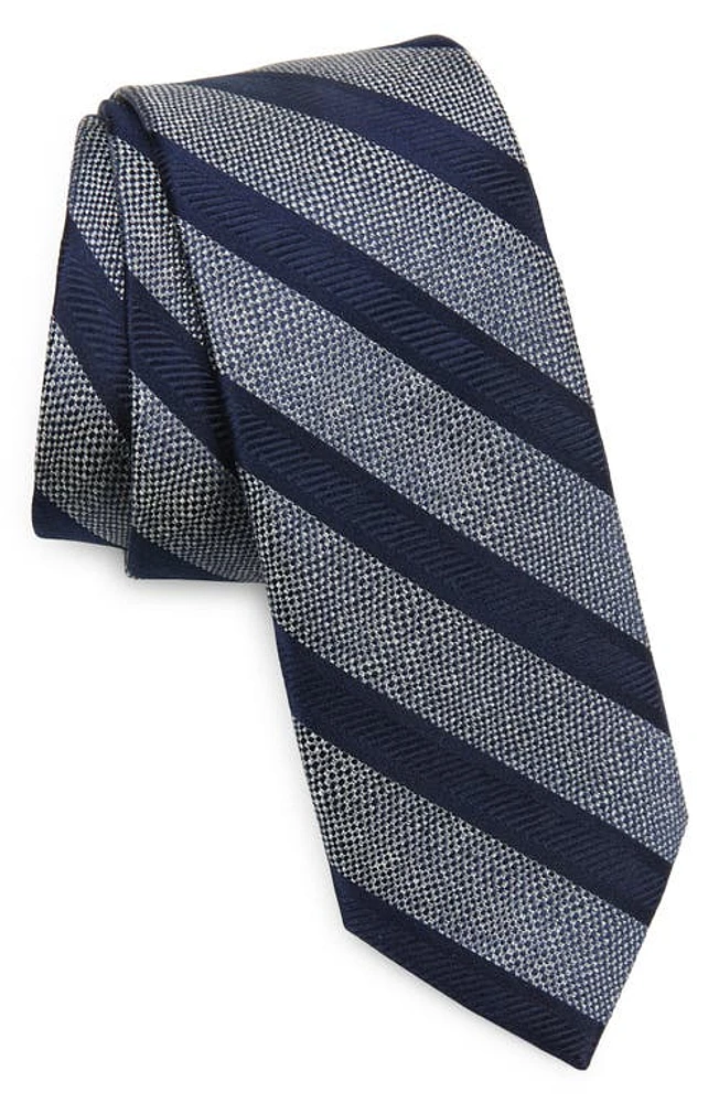 Nordstrom Hale Stripe Silk Tie in Silver at Nordstrom