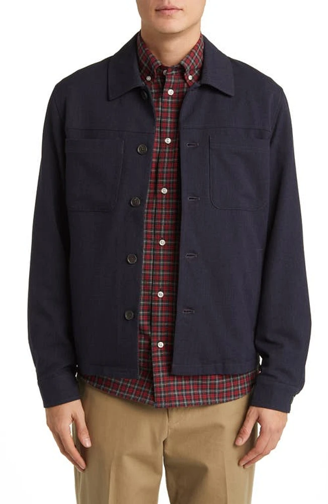 Les Deux Marseille Hybrid Shirt Jacket Dark Navy Melange at Nordstrom,