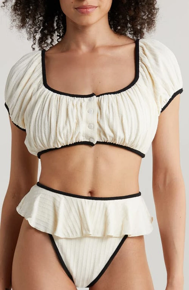 MONTCE Bandita Bikini Top Cream Terry Rib Black Binded at Nordstrom,