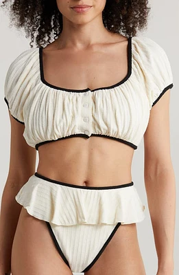 MONTCE Bandita Bikini Top Cream Terry Rib Black Binded at Nordstrom,