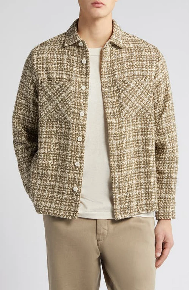 Wax London Whiting Mercer Check Button-Up Overshirt Khaki at Nordstrom,