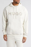 HUGO Drochood Embroidered Cotton French Terry Hoodie in Open White at Nordstrom, Size Small