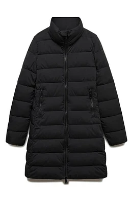 MANGO Quilted Water Repellent Hooded Puffer Coat Black at Nordstrom,