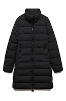 MANGO Quilted Water Repellent Hooded Puffer Coat Black at Nordstrom,