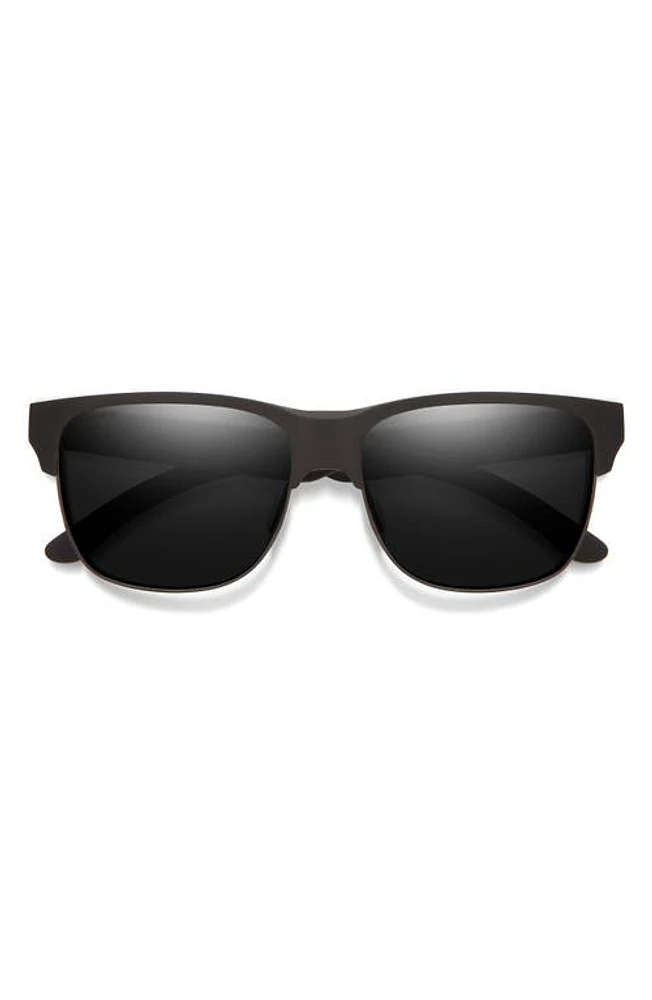 Smith Lowdown 56mm ChromaPop Polarized Browline Sunglasses in Matte Black /Black at Nordstrom