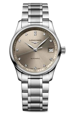 Longines Master Automatic Bracelet Watch, 34mm in Champagne at Nordstrom