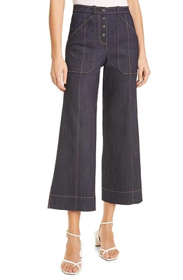 Cinq à Sept Benji Crop Flare Denim Pants Indigo at Nordstrom,