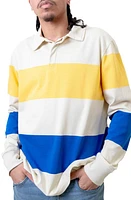 9tofive Mind & Hand Stripe Cotton Rugby Polo Bone White at Nordstrom,